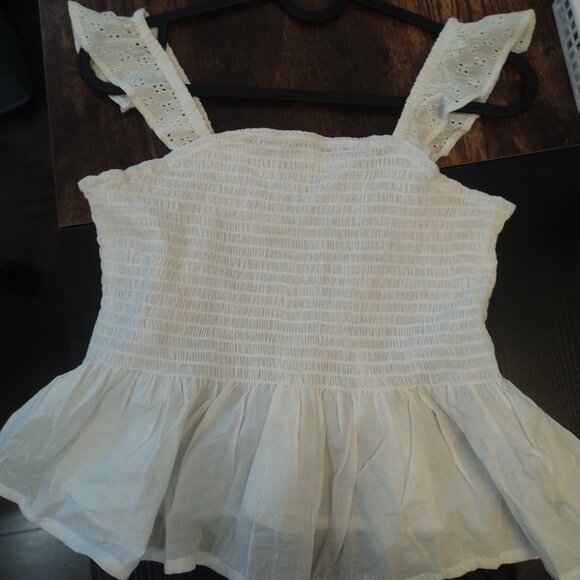 White Ruffled Crop Top - Picture 1 of 2